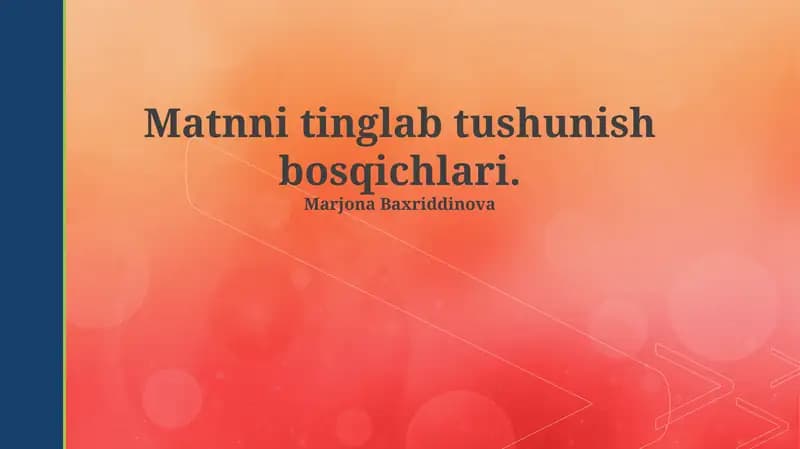 Eshitishni tushunish bosqichlari