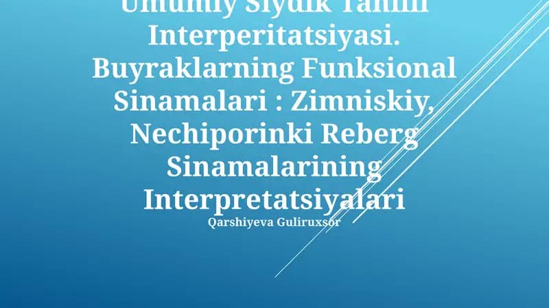 Umumiy Siydik Tahlili Interperitatsiyasi