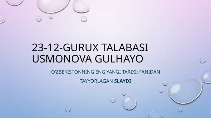 O’zbekistonning eng yangi tarixi