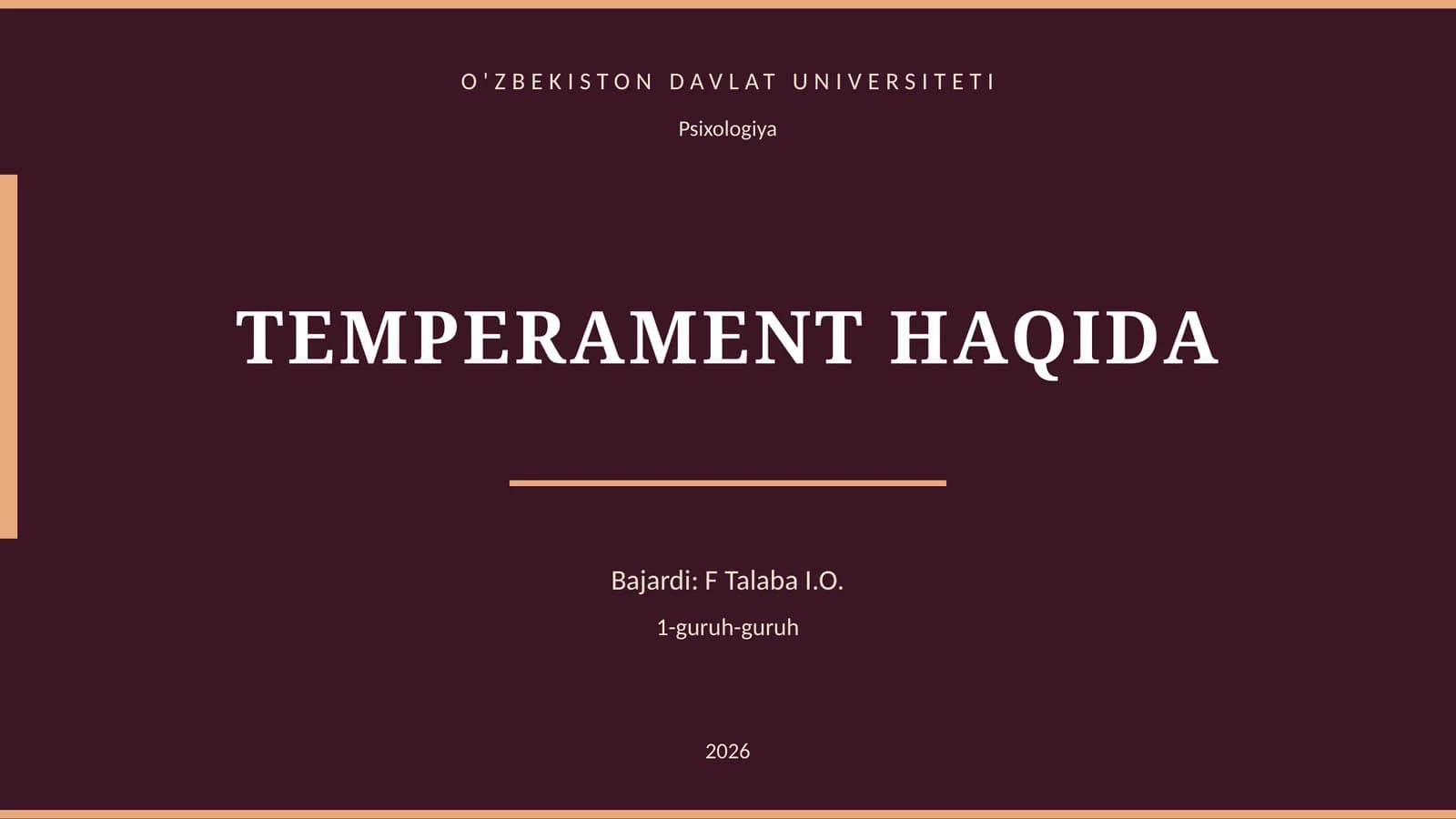 TEMPERAMENT HAQIDA