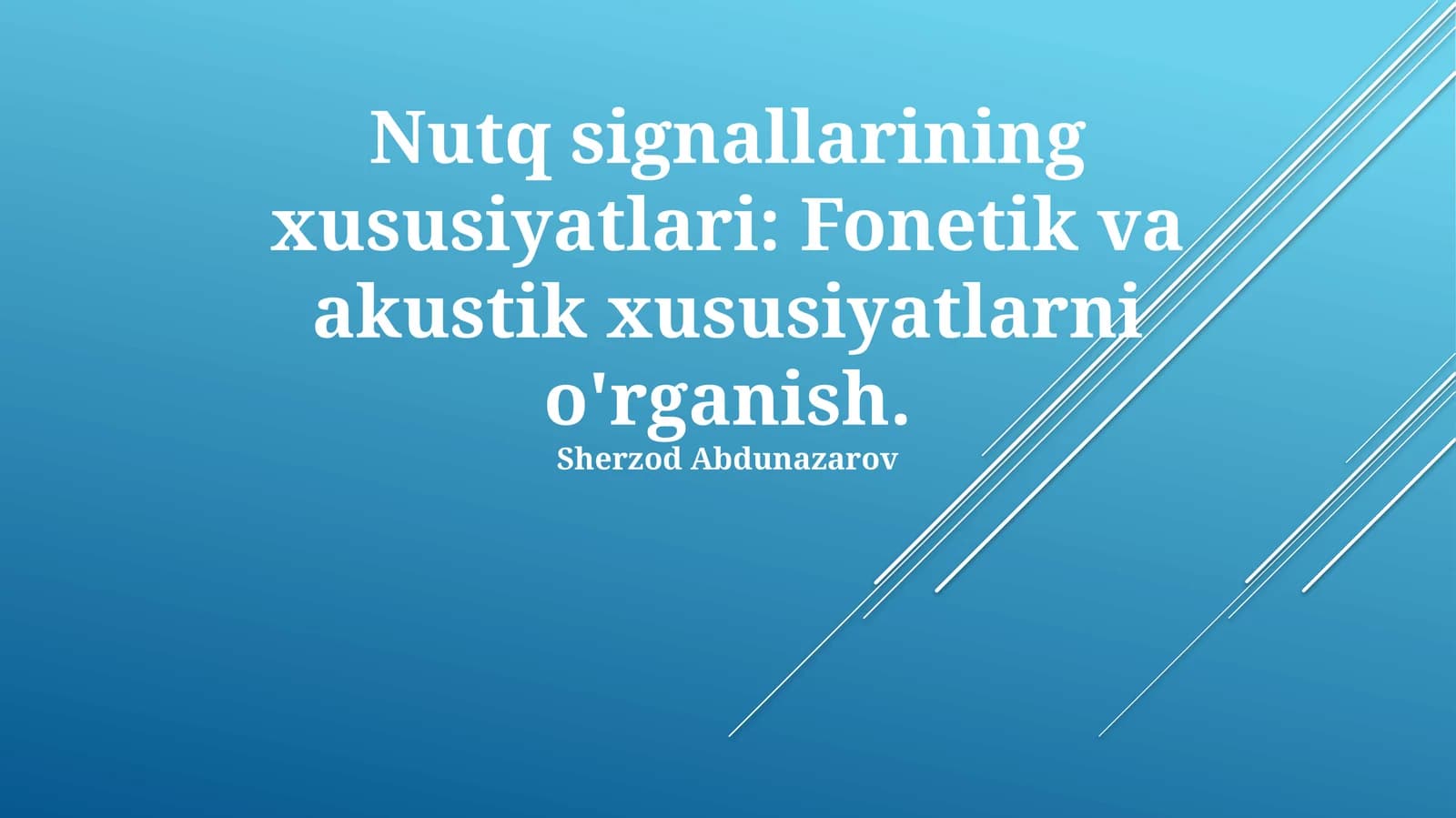 Nutq signallarining xususiyatlari: Fonetik va akustik xususiyatlarni o'rganish