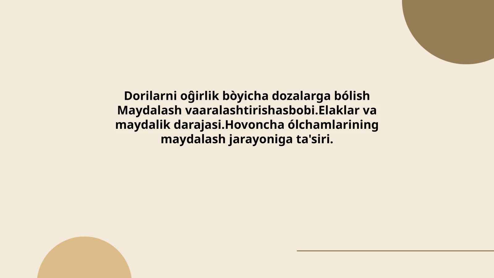 Dorilarni oĝirlik bòyicha dozalarga bólish