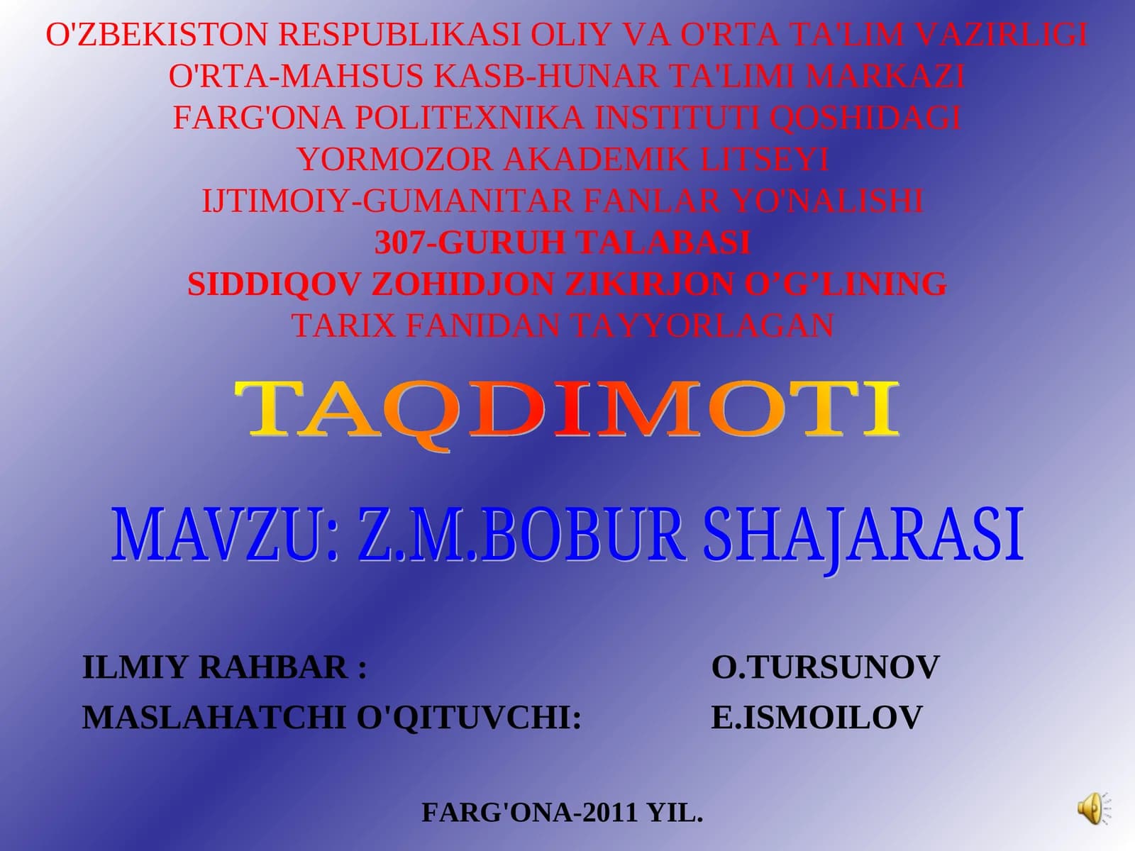 Z.M.BOBUR SHAJARASI