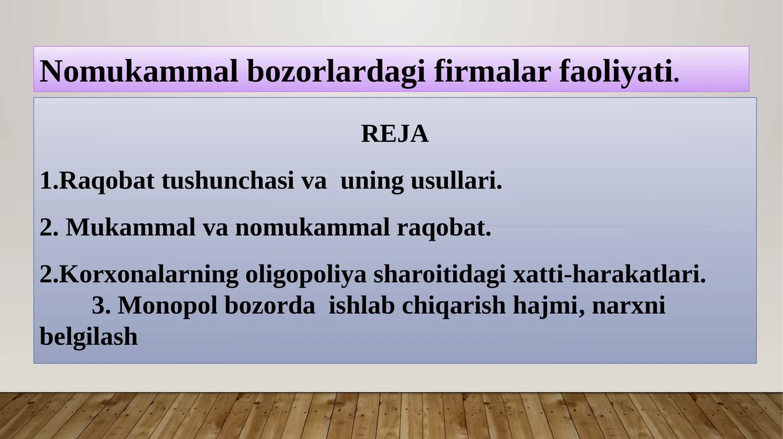 Nomukammal bozorlardagi firmalar faoliyati