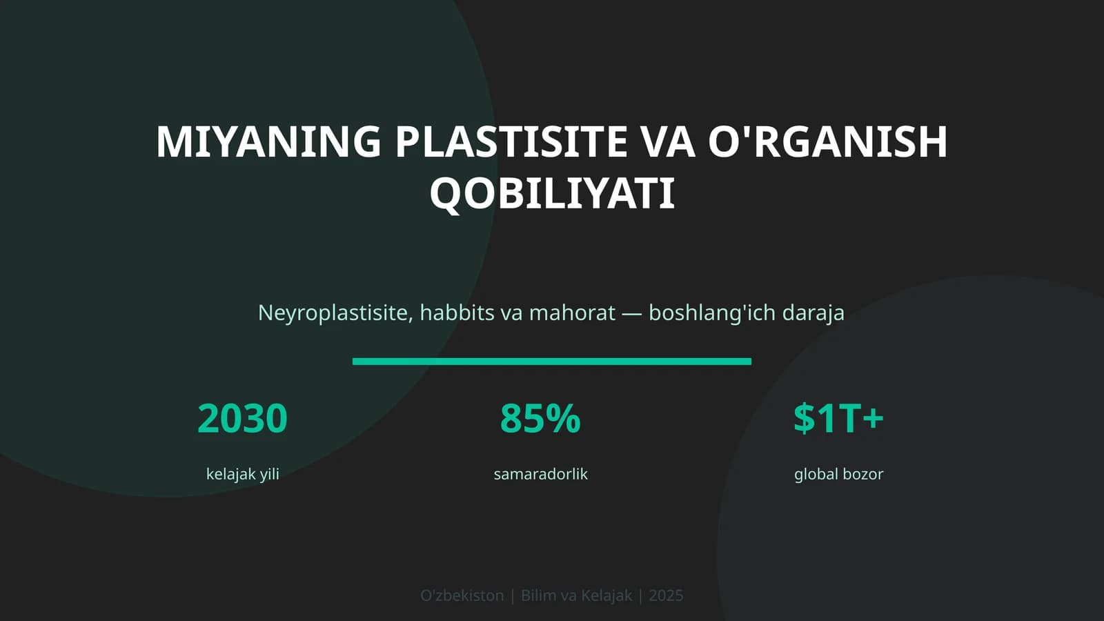MIYANING PLASTISITE VA O'RGANISH QOBILIYATI