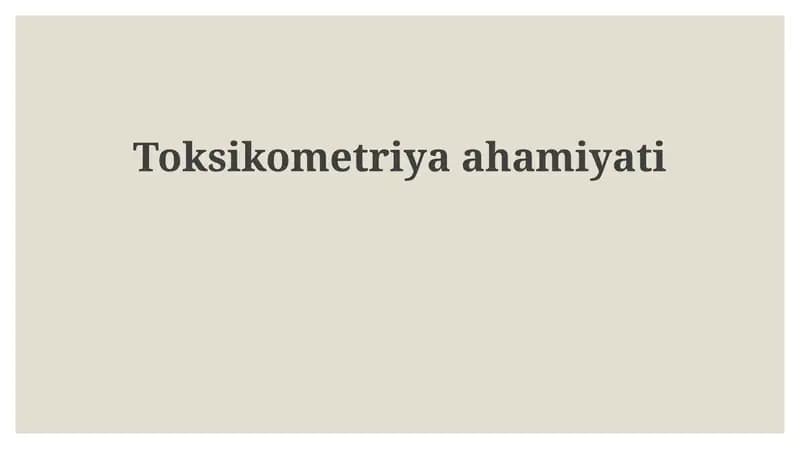 Toksikometriya