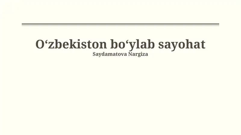 Oʻzbekiston boʻylab sayohat