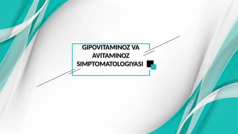 Gipovitaminoz va Avitaminoz
