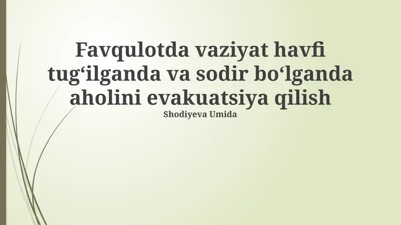 Xavfni baholash va evakuatsiya rejalashtirish