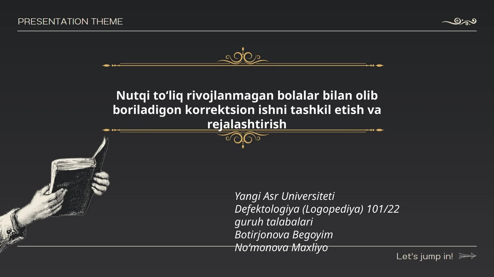 Nutqi toʻliq rivojlanmagan bolalar bilan olib boriladigon korrektsion ishni tashkil etish va rejalashtirish