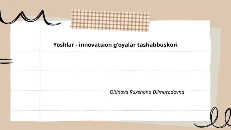 Yoshlar va innovatsion gʻoyalarni rivojlantirish strategiyalari