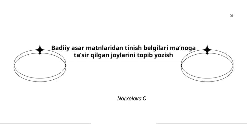 Badiiy asar matnlaridan tinish belgilari maʼnoga taʼsir qilgan joylarini topib yozish