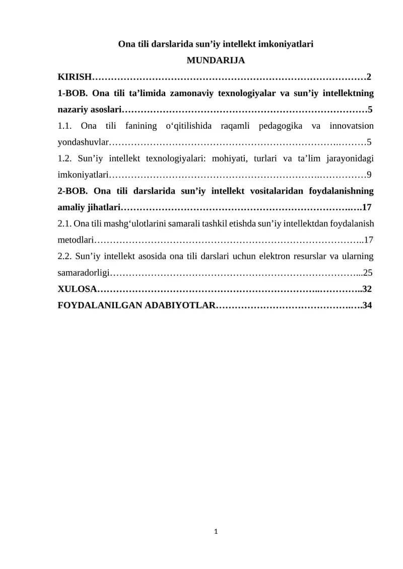 Ona tili darslarida sun’iy intellekt imkoniyatlari