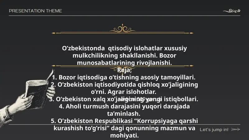 O'zbekistonda qtisodiy islohatlar xususiy mulkchilikning shakllanishi