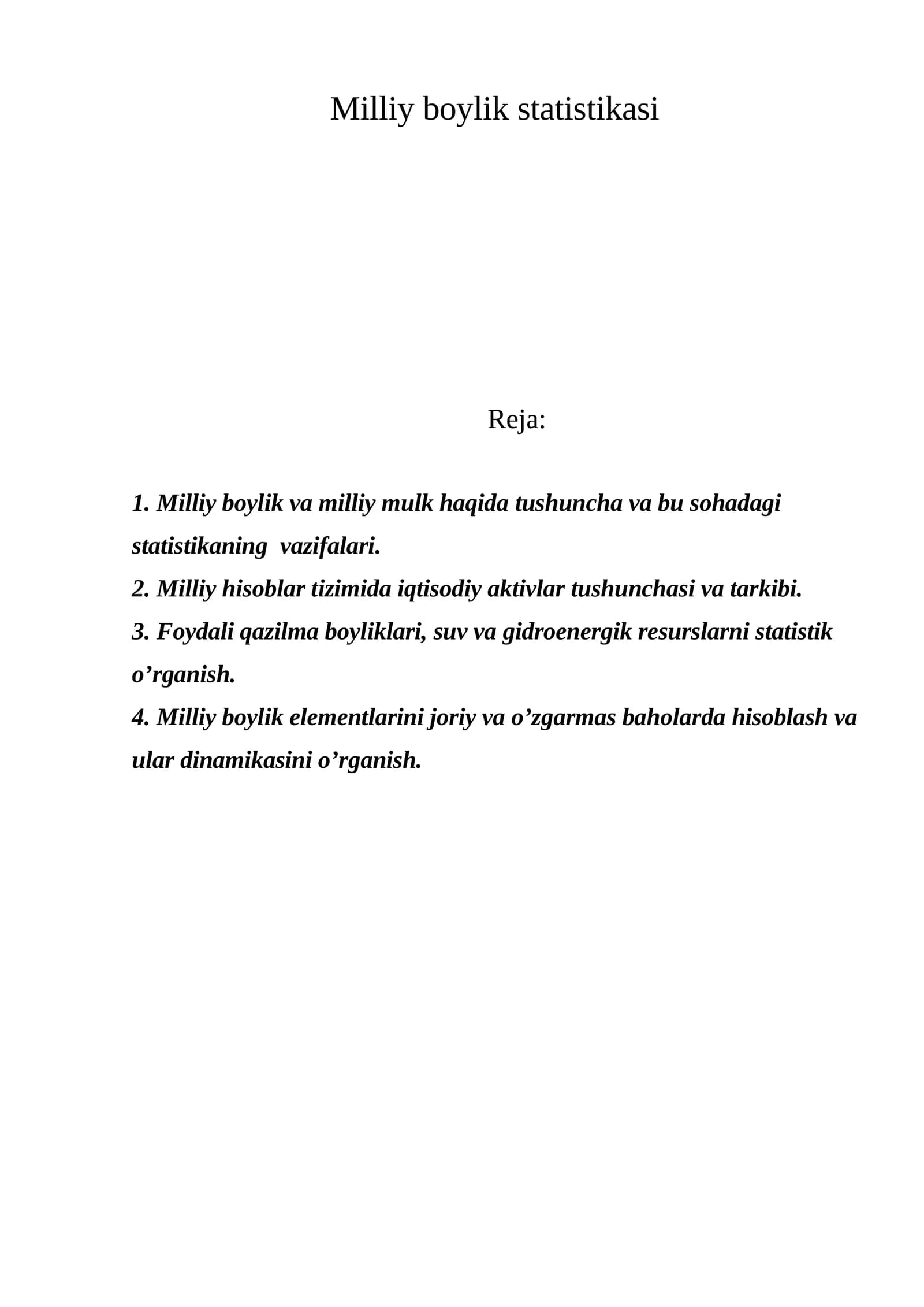 Milliy boylik statistikasi