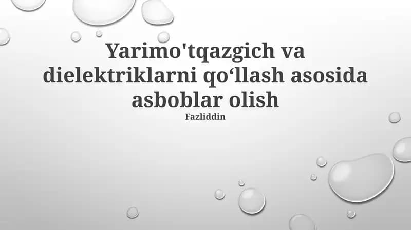 Dielektrik Materiallar va Ularning Qo'llanilishi