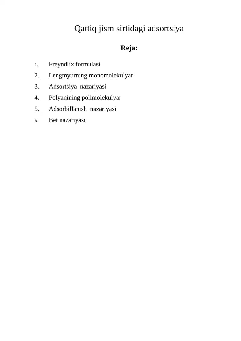 Qattiq jism sirtidagi adsortsiya