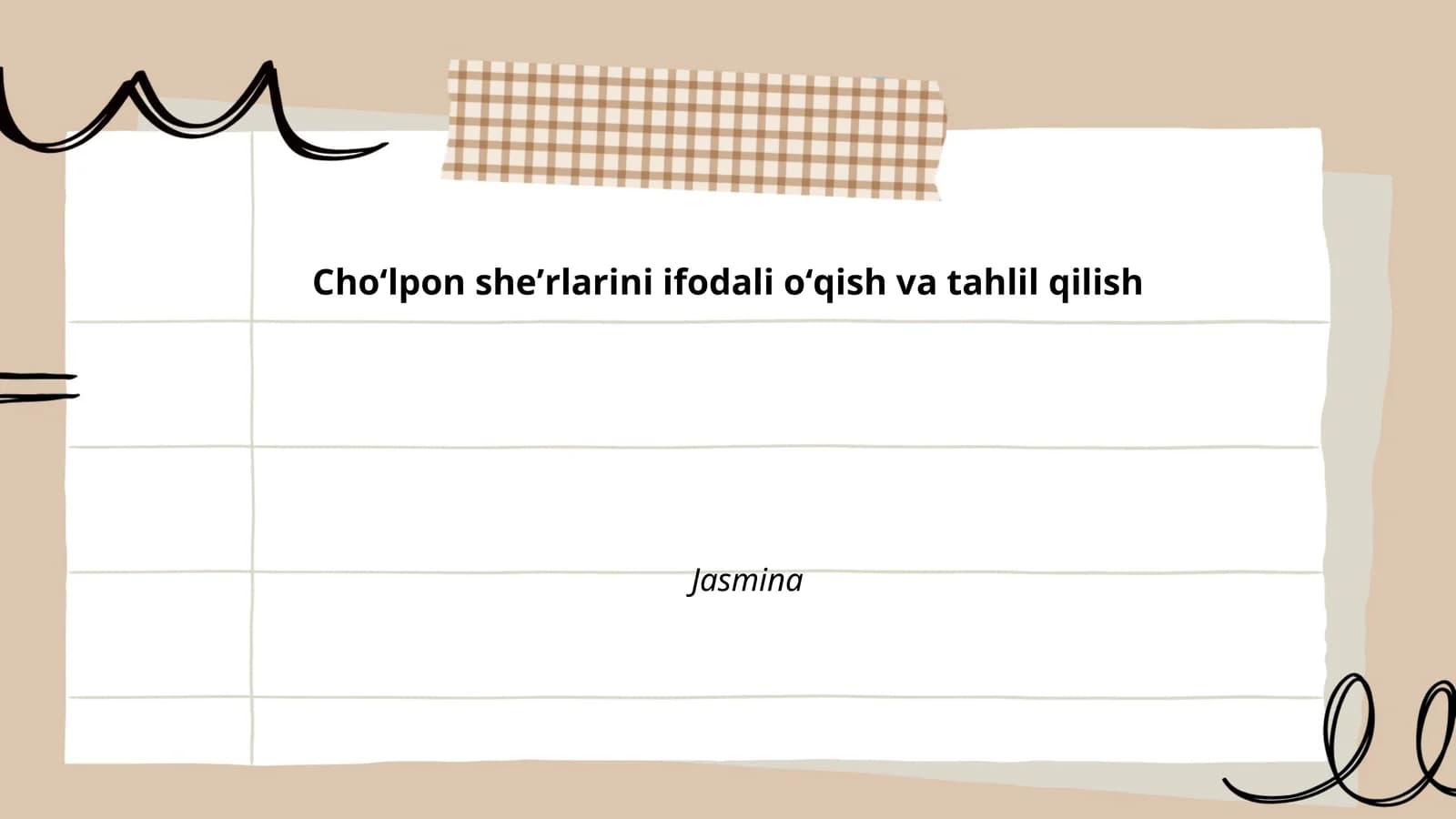 Choʻlponning sheʼrlarini ifodali oʻqish va tahlil qilish