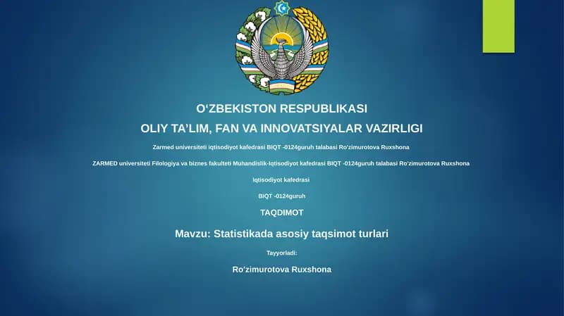 Statistikada asosiy taqsimot turlari