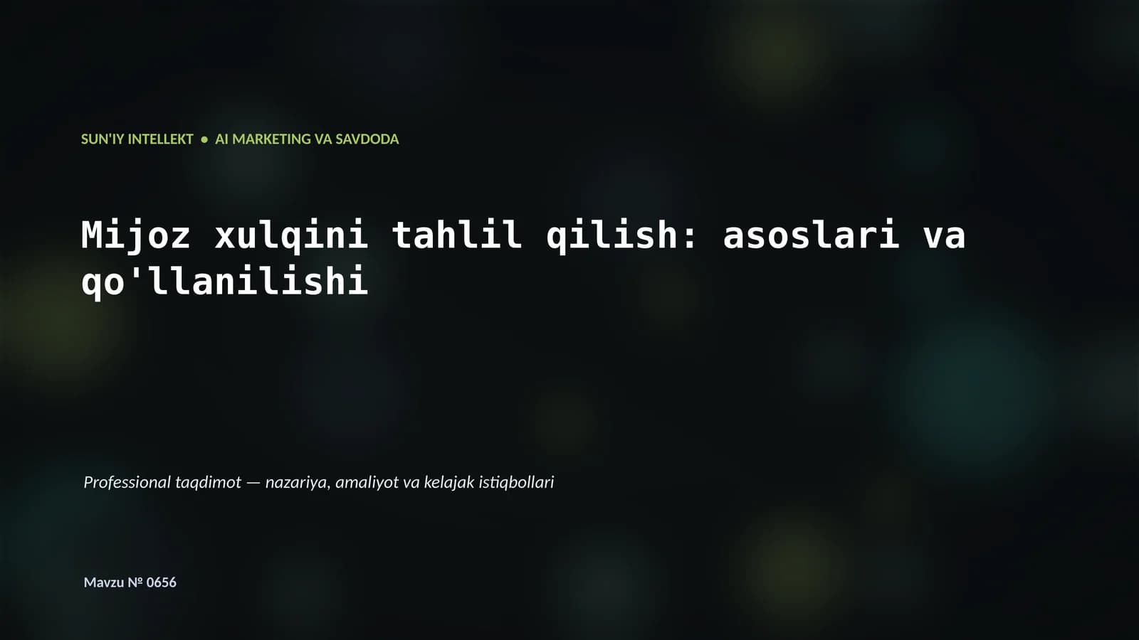 SUN'IY INTELLEKT • AI MARKETING VA SAVDODA