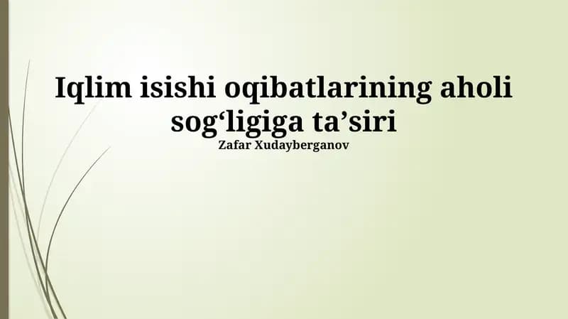 Iqlim isishi oqibatlarining aholi sogʻligiga taʼsiri