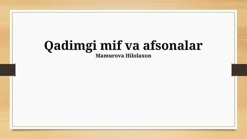 Qadimgi mif va afsonalar