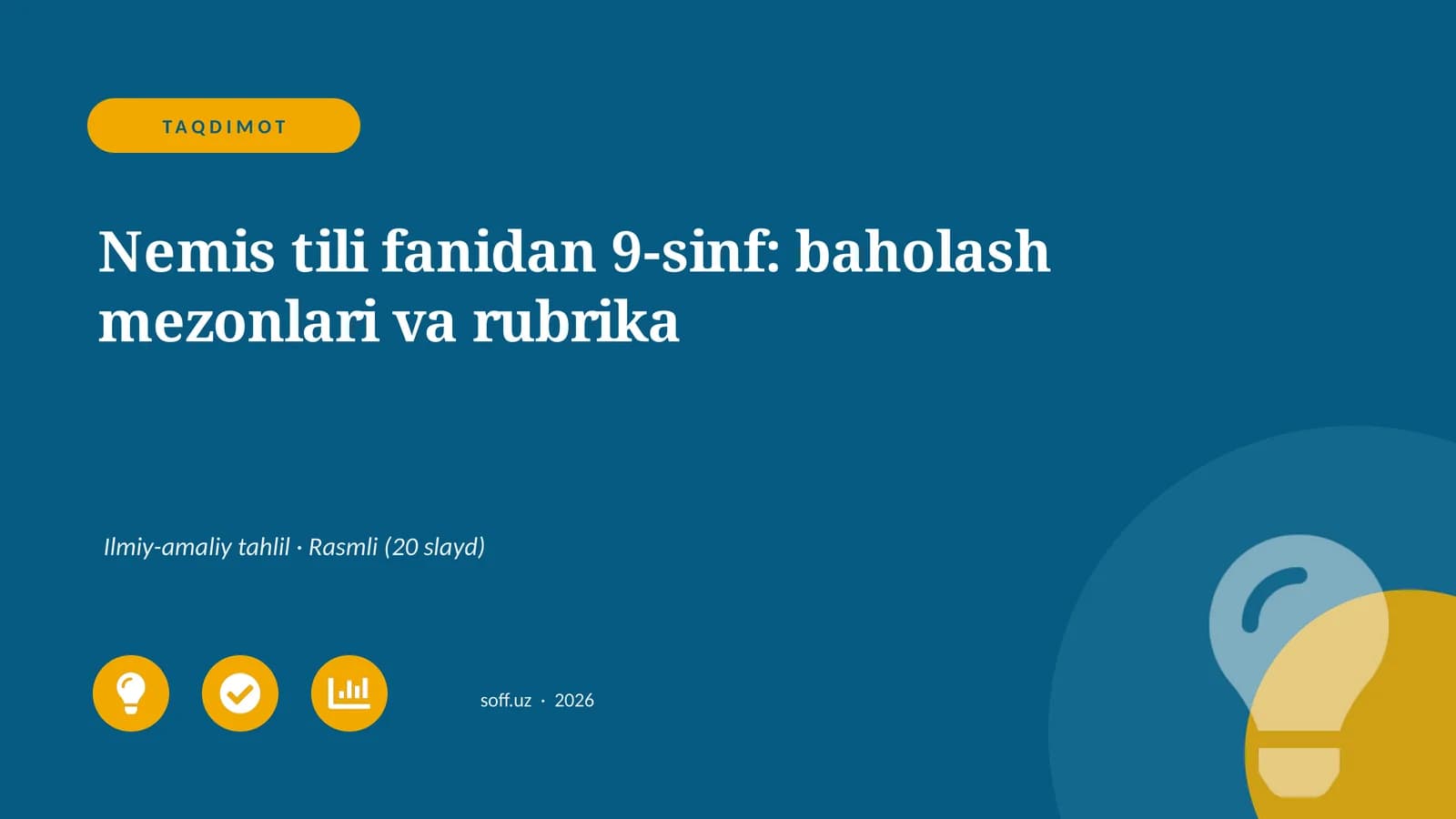 Nemis tili fanidan 9-sinf: baholash mezonlari va rubrika