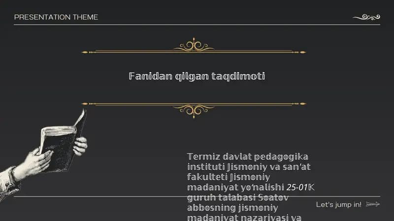 Jismoniy madaniyat nazariyasi va metodikasi fanidan taqdimot