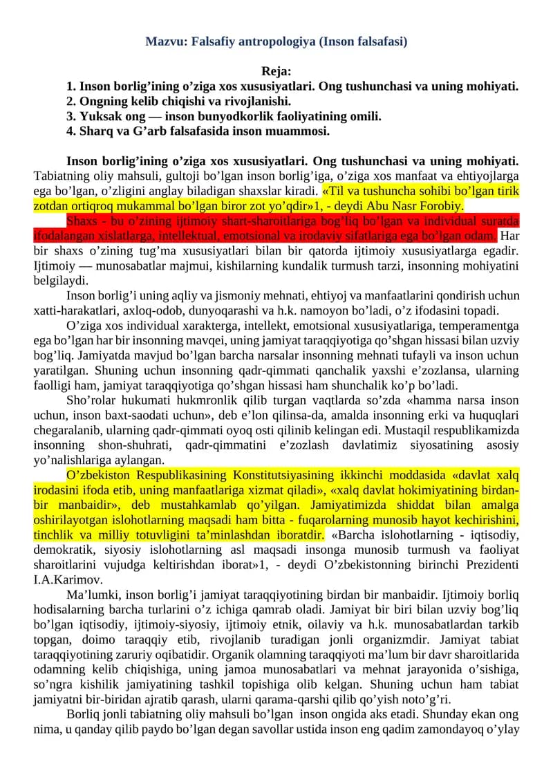 Falsafiy antropologiya (Inson falsafasi)