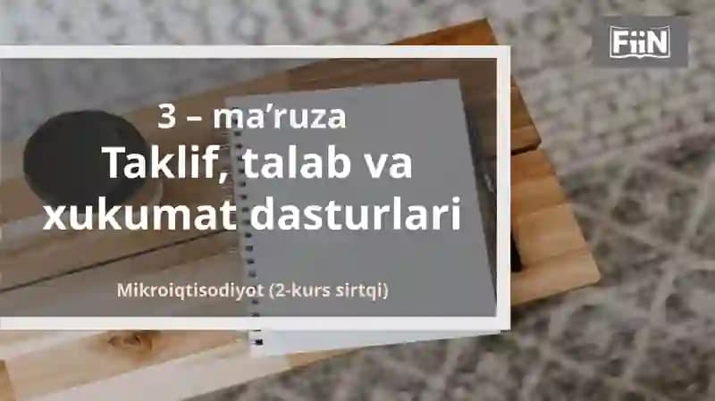 Mikroiqtisodiyot (2-kurs sirtqi)
