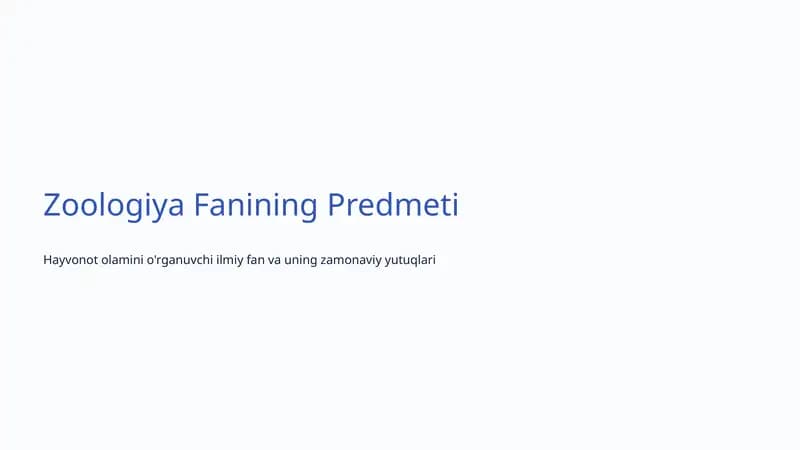 Zoologiya Fanining Predmeti