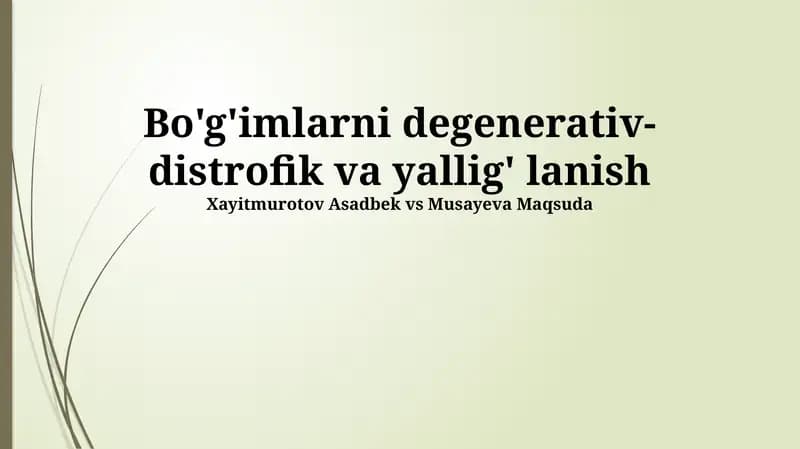 Osteoartrit: Klinik ko'rinishlari va diagnostikasi