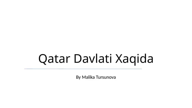 Qatar Davlati Xaqida