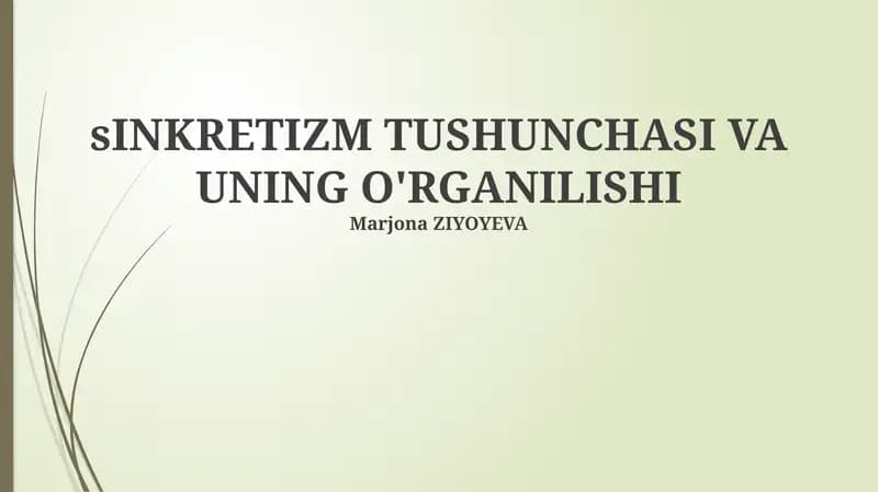 Sinkretizm Tushunchasi va uning O'rganilishi