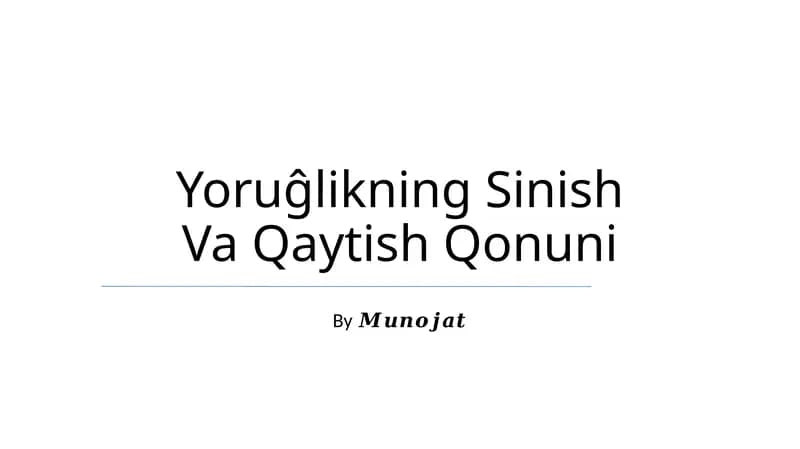 Yoruĝlikning Sinish Va Qaytish Qonuni