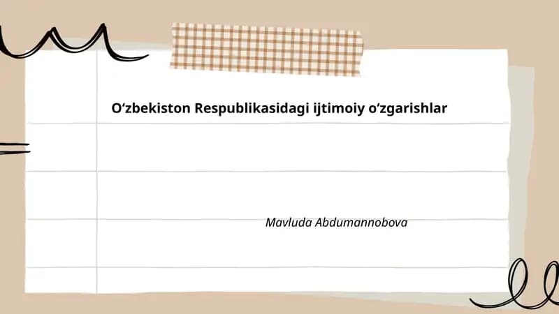 Oʻzbekiston Respublikasidagi ijtimoiy oʻzgarishlar