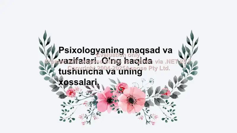 Psixologiya haqida ma'lumotlar