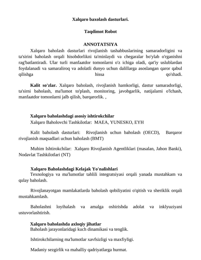 Xalqaro baxolash dasturlari