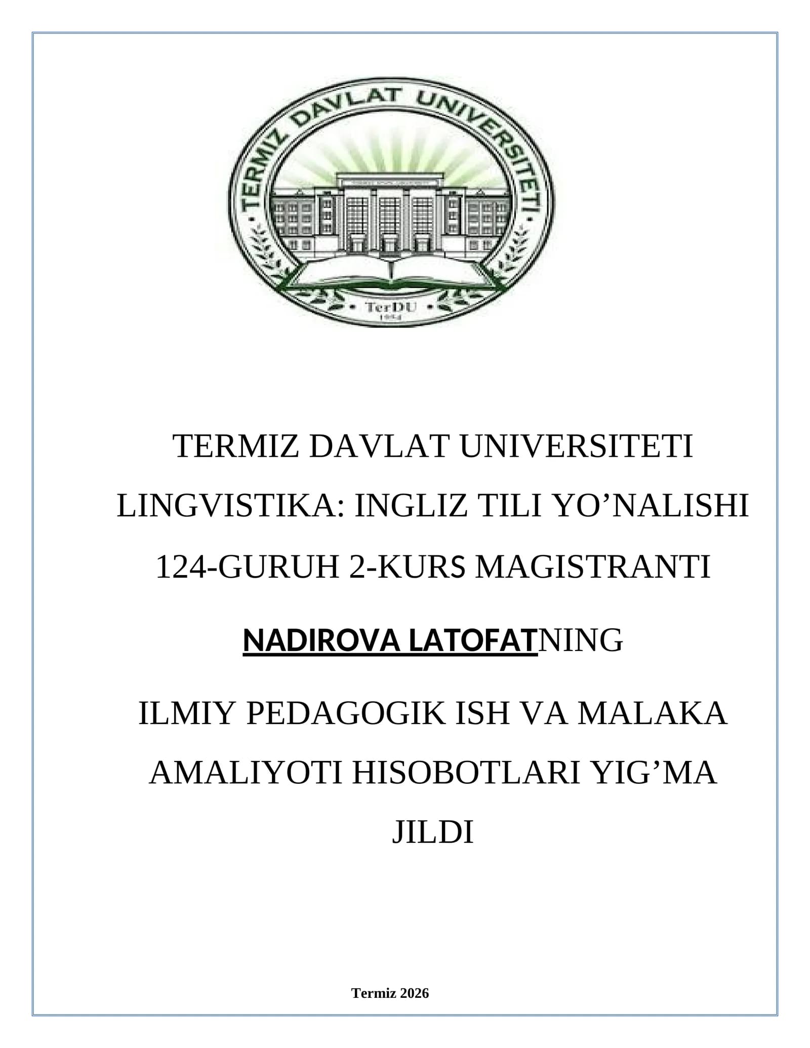 ILMIY PEDAGOGIK ISH VA MALAKA AMALIYOTI HISOBOTLARI YIG’MA JILDI