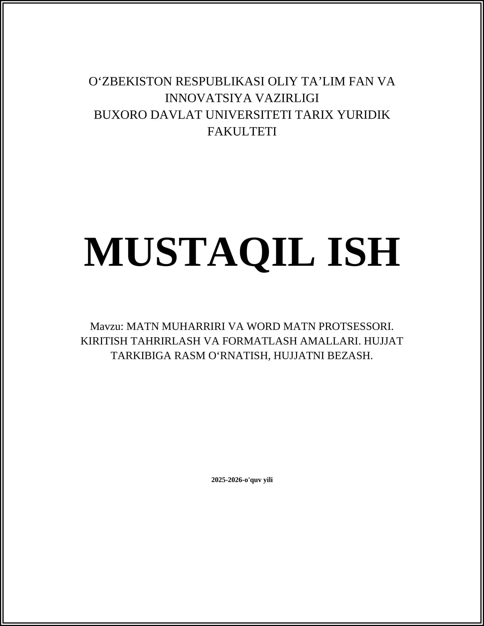 MATN MUHARRIRI VA WORD MATN PROTSESSORI