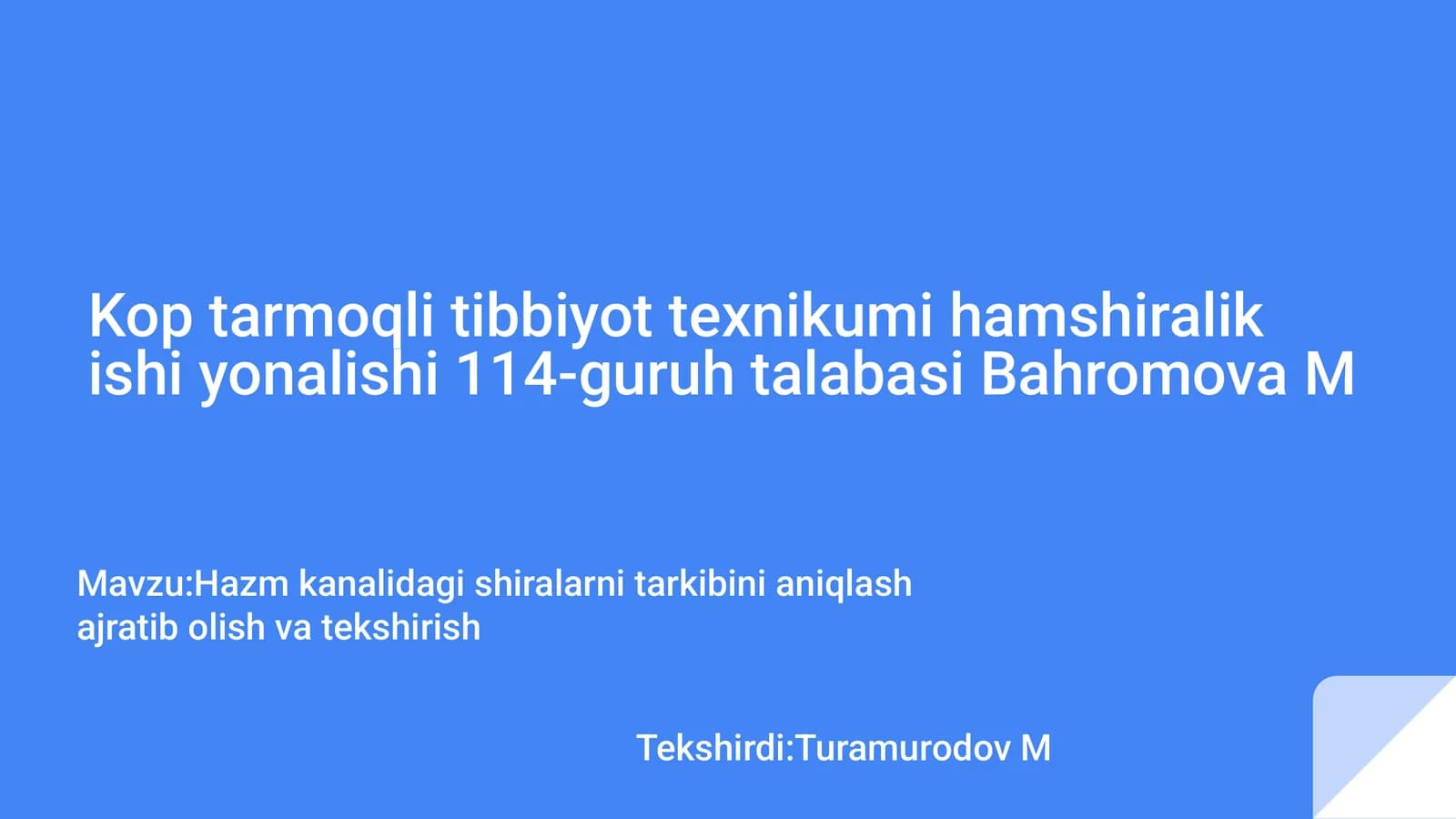 Hazm kanalidagi shiralarni tarkibini aniqlash ajratib olish va tekshirish