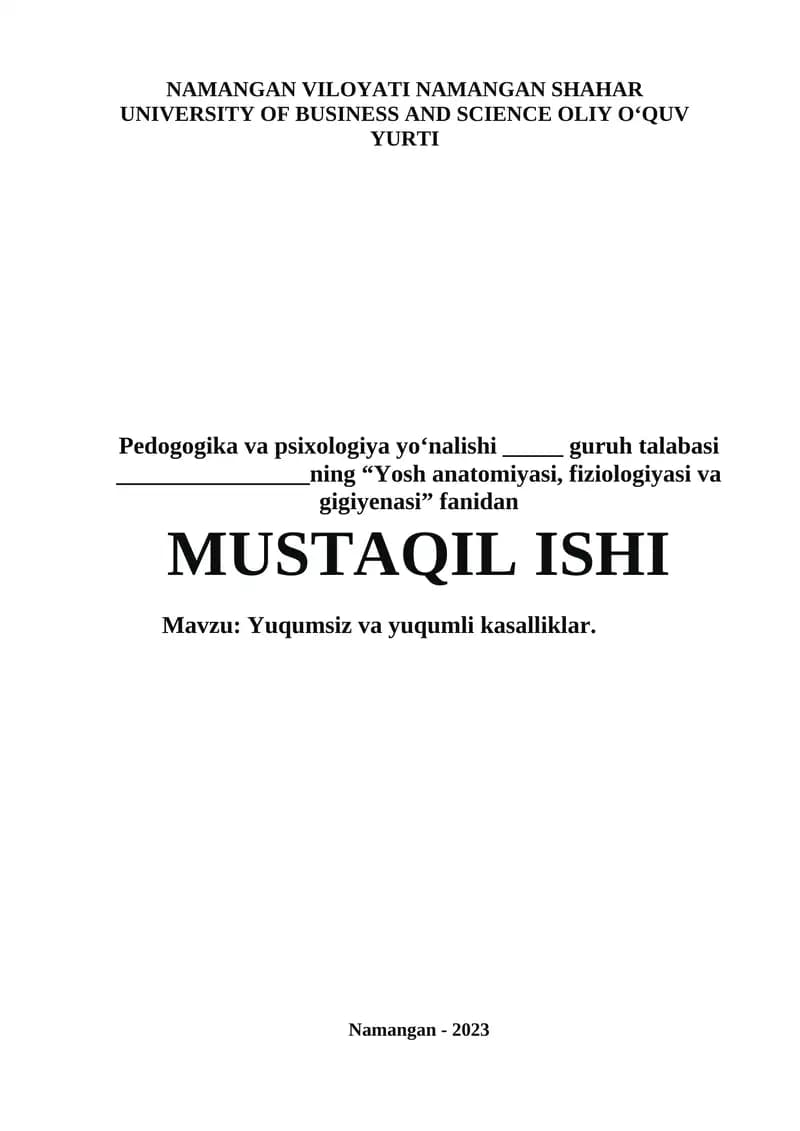 Yosh anatomiyasi, fiziologiyasi va gigiyenasi
