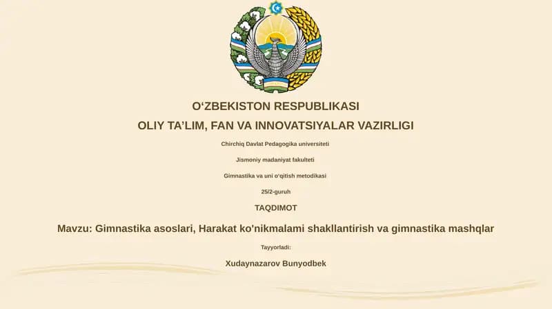 Gimnastika asoslari, Harakat ko'nikmalami shakllantirish va gimnastika mashqlar