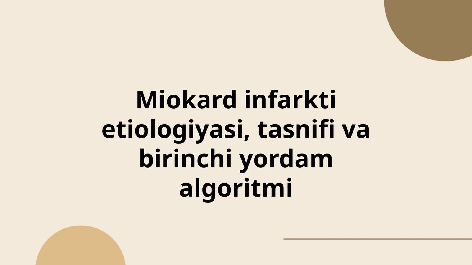 Miokard infarkti etiologiyasi, tasnifi va birinchi yordam algoritmi