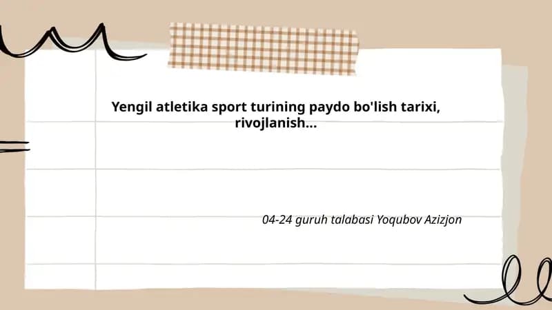 Yengil atletika sport turining paydo bo'lish tarixi, rivojlanish