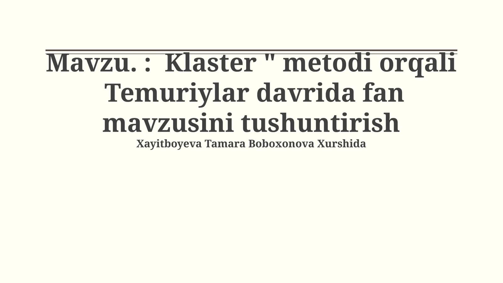Temuriylar davrida fan mavzusini tushuntirish