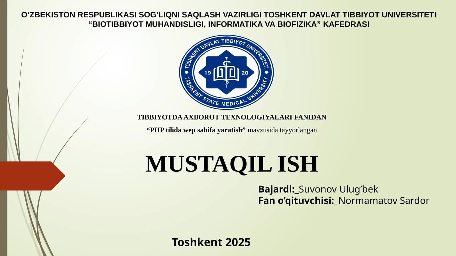PHP tilida veb sahifa yaratish