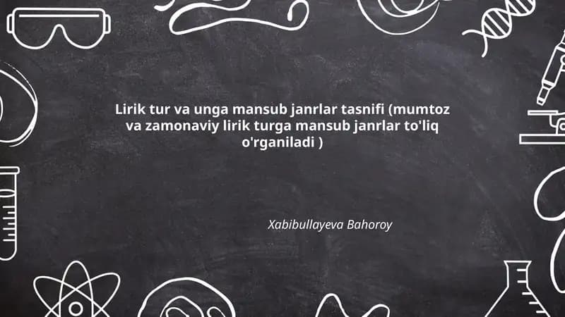 Lirik tur va unga mansub janrlar tasnifi
