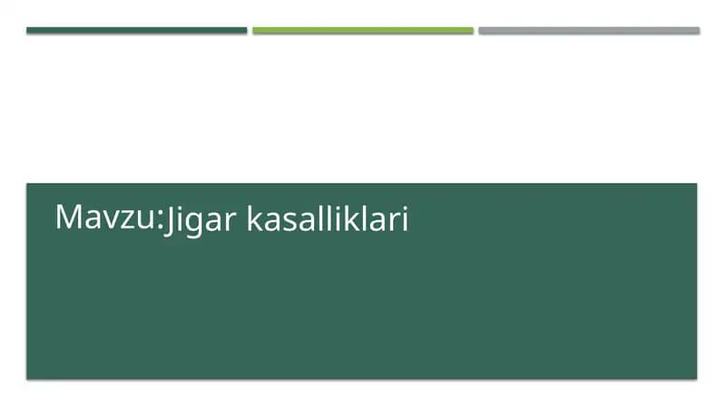 Jigar kasalliklari