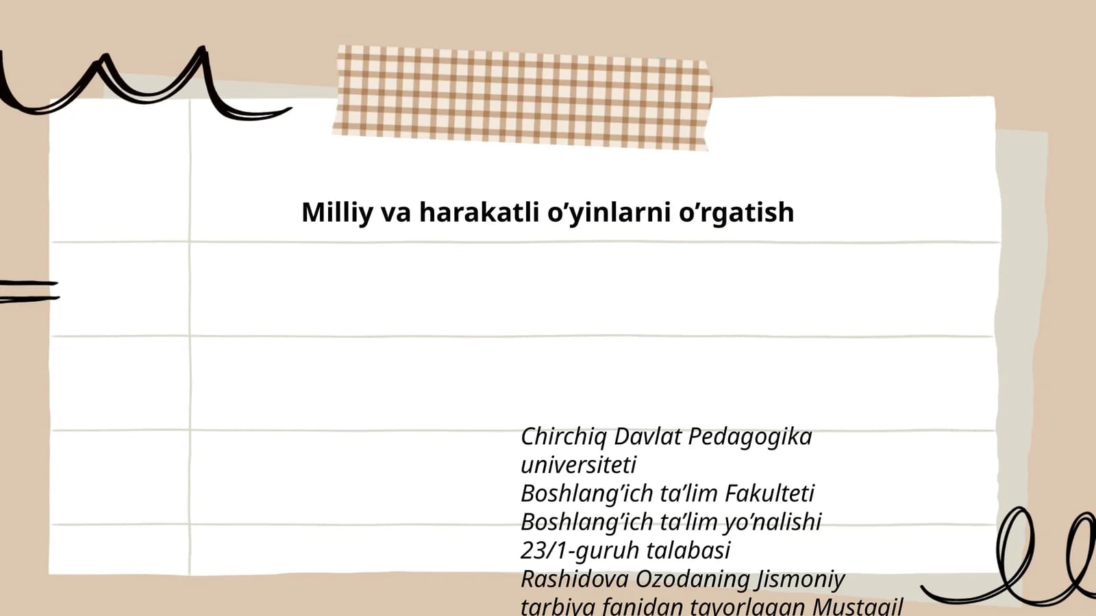 Milliy va harakatli o’yinlarni o’rgatish